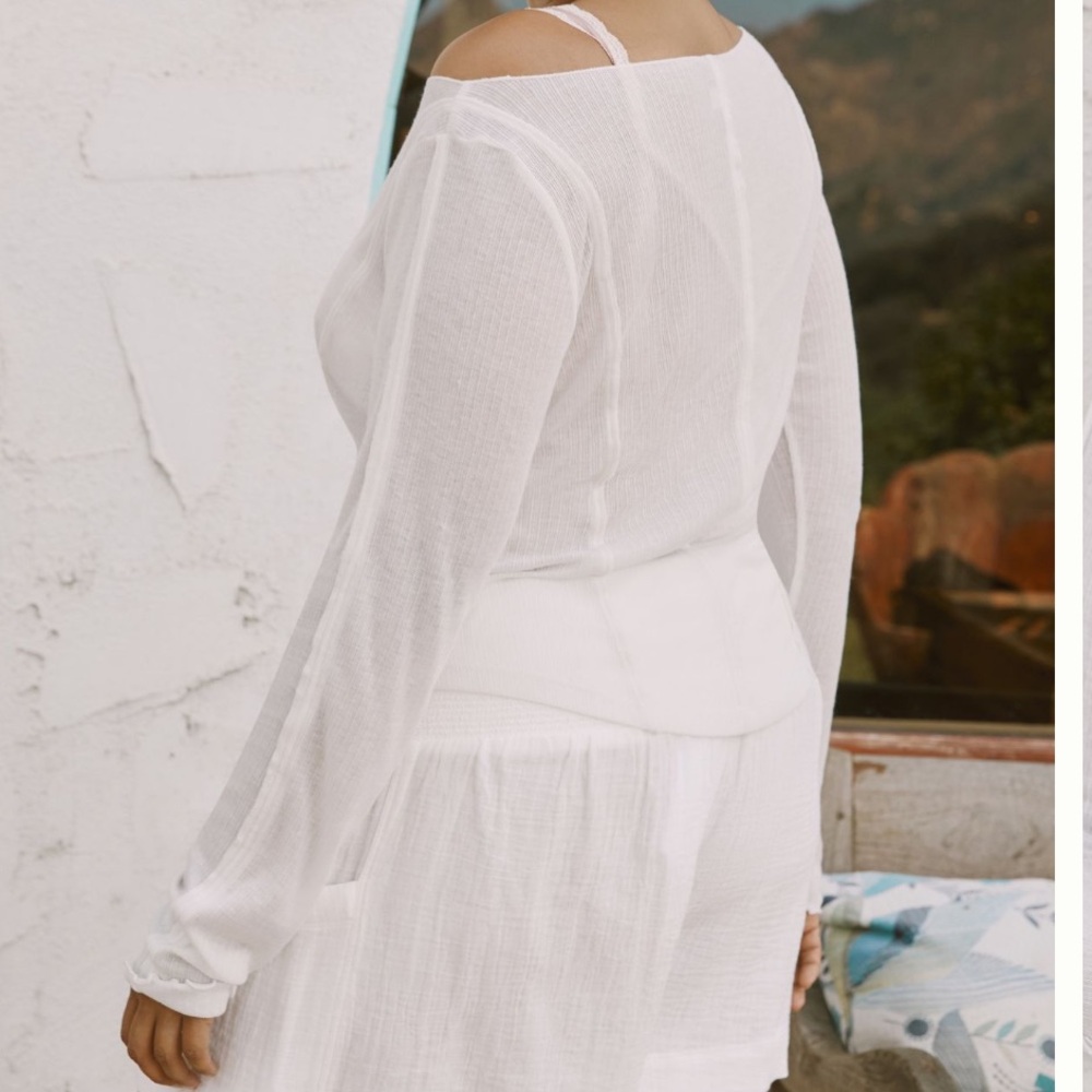Pilcro Long-Sleeve Sheer Corset Tee - Picture 5 of 8